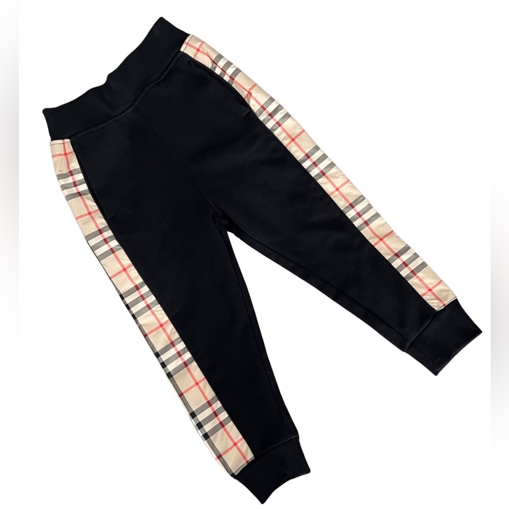 NEW With Tags - Burberry Kids Check Panelled Drawstring Waist Joggers